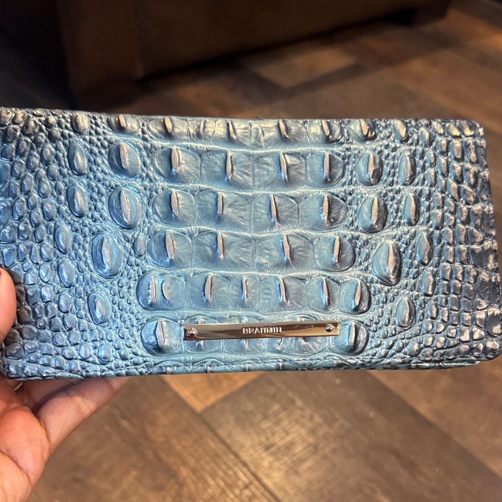 Brahmin Teal Crocodile Embossed Wallet